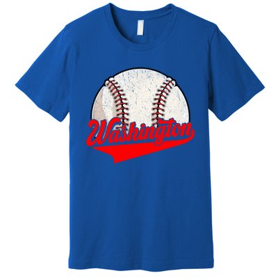 Washington Dc Vintage Baseball Lover Funny Dad Mom Cute Gift Premium T-Shirt