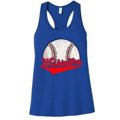 Washington Dc Vintage Baseball Lover Funny Dad Mom Cute Gift Women's Racerback Tank