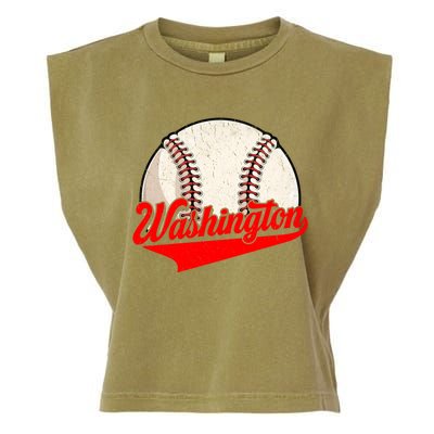 Washington Dc Vintage Baseball Lover Funny Dad Mom Cute Gift Garment-Dyed Women's Muscle Tee