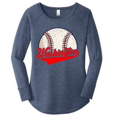 Washington Dc Vintage Baseball Lover Funny Dad Mom Cute Gift Women's Perfect Tri Tunic Long Sleeve Shirt