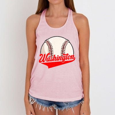 Washington Dc Vintage Baseball Lover Funny Dad Mom Cute Gift Women's Knotted Racerback Tank