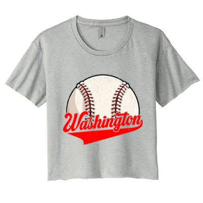 Washington Dc Vintage Baseball Lover Funny Dad Mom Cute Gift Women's Crop Top Tee