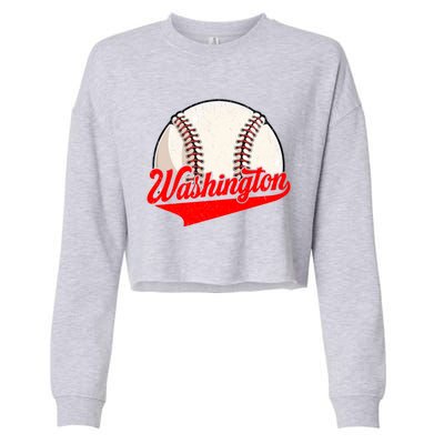 Washington Dc Vintage Baseball Lover Funny Dad Mom Cute Gift Cropped Pullover Crew