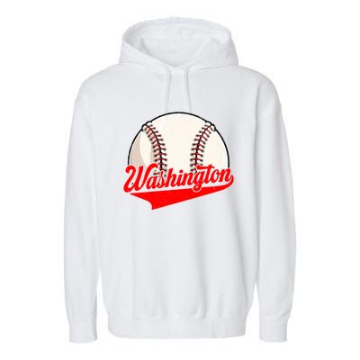 Washington Dc Vintage Baseball Lover Funny Dad Mom Cute Gift Garment-Dyed Fleece Hoodie