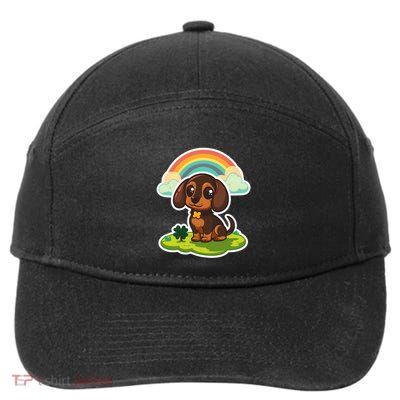 Wiener Dog With Rainbow Design St Patricks Day Dachshund Gift 7-Panel Snapback Hat