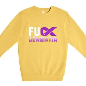 WFuck Detia Warrior Support Alzheimer's Awareness Ribbon Great Gift Premium Crewneck Sweatshirt