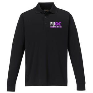 WFuck Detia Warrior Support Alzheimer's Awareness Ribbon Great Gift Performance Long Sleeve Polo