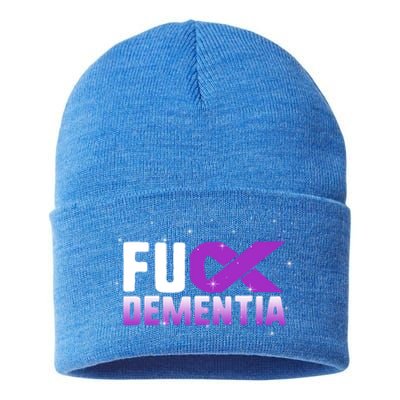 WFuck Detia Warrior Support Alzheimer's Awareness Ribbon Great Gift Sustainable Knit Beanie