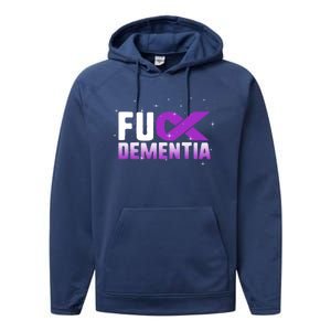 WFuck Detia Warrior Support Alzheimer's Awareness Ribbon Great Gift Performance Fleece Hoodie