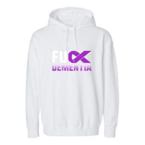 WFuck Detia Warrior Support Alzheimer's Awareness Ribbon Great Gift Garment-Dyed Fleece Hoodie