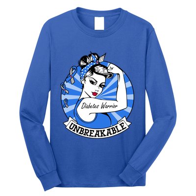 Wo Diabetes Warrior Unbreakable Gift Diabetes Awareness Cute Gift Long Sleeve Shirt