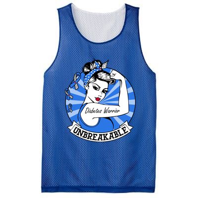 Wo Diabetes Warrior Unbreakable Gift Diabetes Awareness Cute Gift Mesh Reversible Basketball Jersey Tank