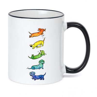 Watercolor Dachshunds 11oz Black Color Changing Mug