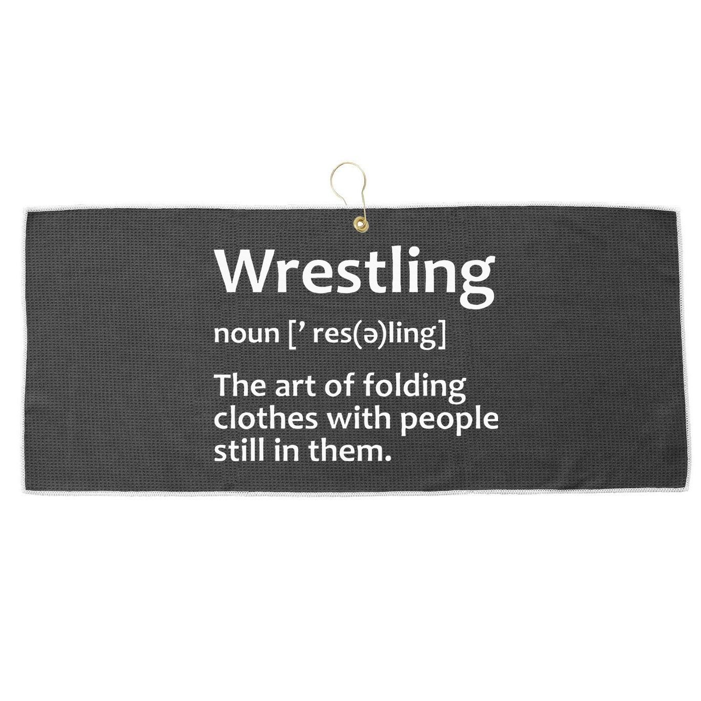 Wrestling Design Wrestlers Large Microfiber Waffle Golf Towel