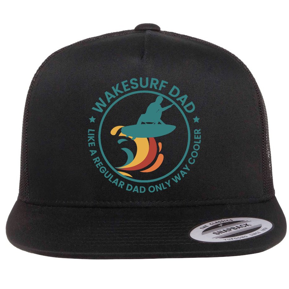Wakesurf Dad Wakeboard Wakeboarding Wakeboarder Surfing Flat Bill Trucker Hat