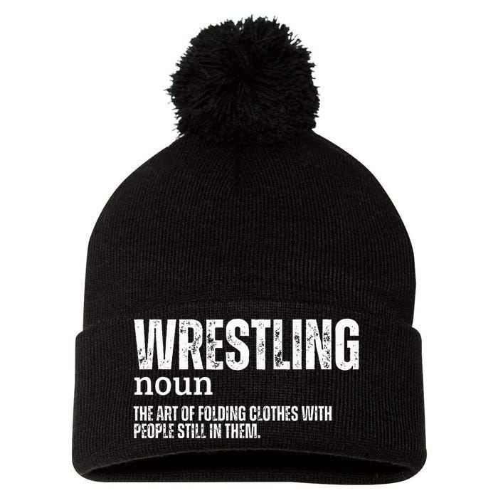 Wrestling Definition Pom Pom 12in Knit Beanie