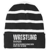 Wrestling Definition Striped Beanie with Solid Band