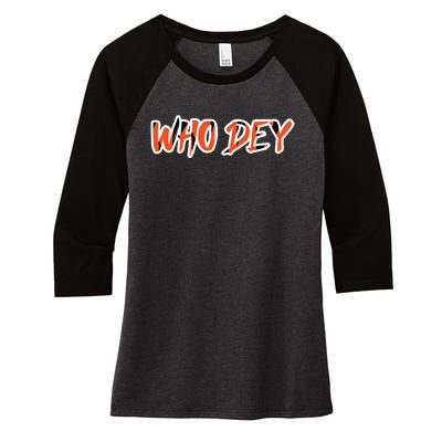 Who Dey Women's Tri-Blend 3/4-Sleeve Raglan Shirt