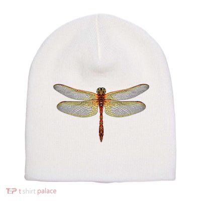 Watercolor Dragonfly Short Acrylic Beanie