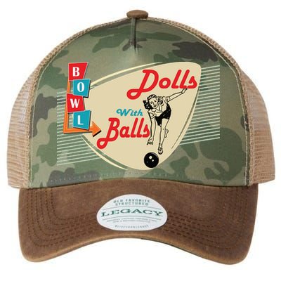Womens Dolls With Balls Vintage Retro Matching Bowling Team Legacy Tie Dye Trucker Hat
