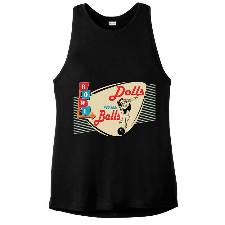 Womens Dolls With Balls Vintage Retro Matching Bowling Team Ladies PosiCharge Tri-Blend Wicking Tank