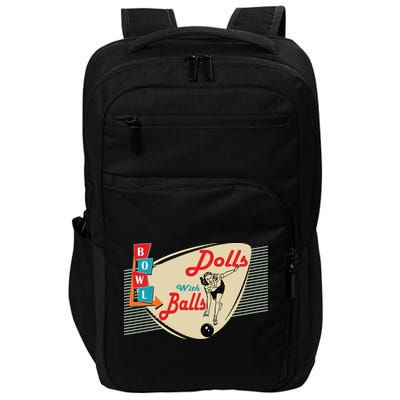 Womens Dolls With Balls Vintage Retro Matching Bowling Team Impact Tech Backpack
