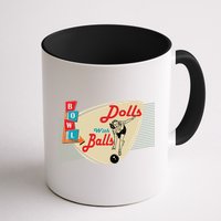 Womens Dolls With Balls Vintage Retro Matching Bowling Team Mug