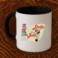 Womens Dolls With Balls Vintage Retro Matching Bowling Team Mug