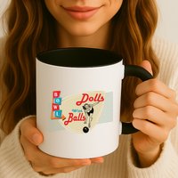 Womens Dolls With Balls Vintage Retro Matching Bowling Team Mug