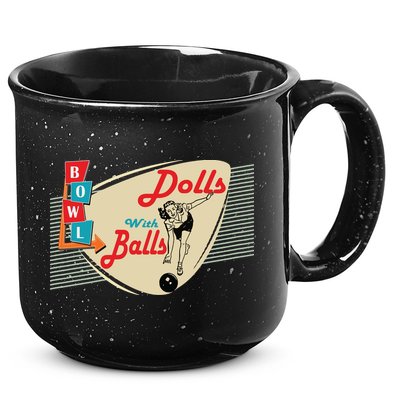 Womens Dolls With Balls Vintage Retro Matching Bowling Team 15oz Campfire Ceramic Mug