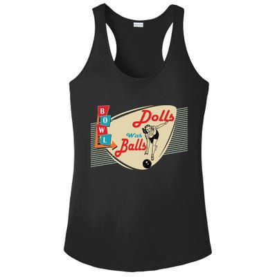 Womens Dolls With Balls Vintage Retro Matching Bowling Team Ladies PosiCharge Competitor Racerback Tank