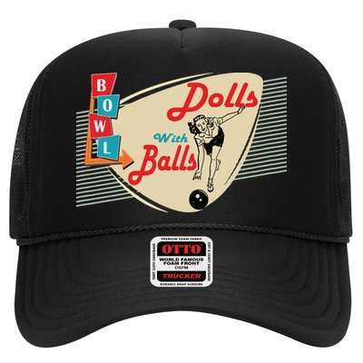 Womens Dolls With Balls Vintage Retro Matching Bowling Team Trucker Hat