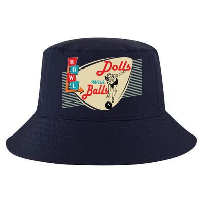 Womens Dolls With Balls Vintage Retro Matching Bowling Team Cool Comfort Performance Bucket Hat
