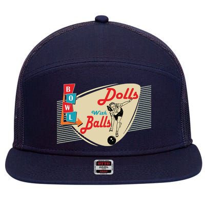 Womens Dolls With Balls Vintage Retro Matching Bowling Team 7 Panel Mesh Trucker Snapback Hat