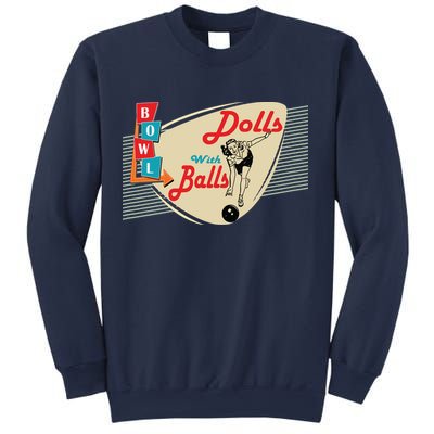 Womens Dolls With Balls Vintage Retro Matching Bowling Team Sweatshirt