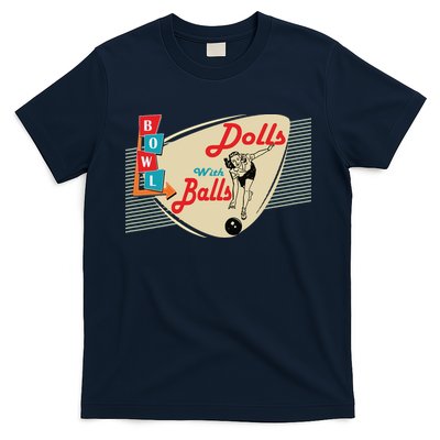 Womens Dolls With Balls Vintage Retro Matching Bowling Team T-Shirt