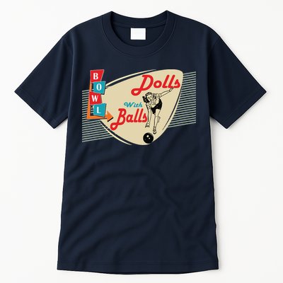 Womens Dolls With Balls Vintage Retro Matching Bowling Team Tall T-Shirt