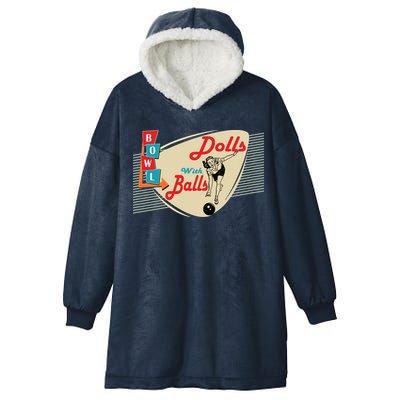 Womens Dolls With Balls Vintage Retro Matching Bowling Team Hooded Wearable Blanket