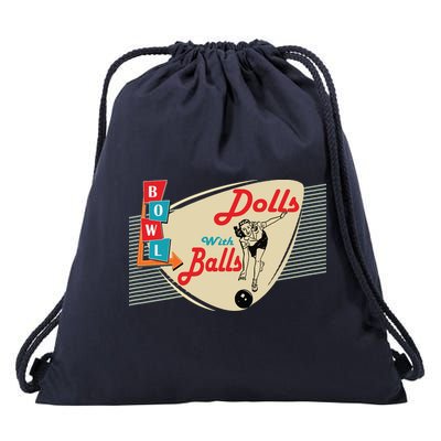 Womens Dolls With Balls Vintage Retro Matching Bowling Team Drawstring Bag