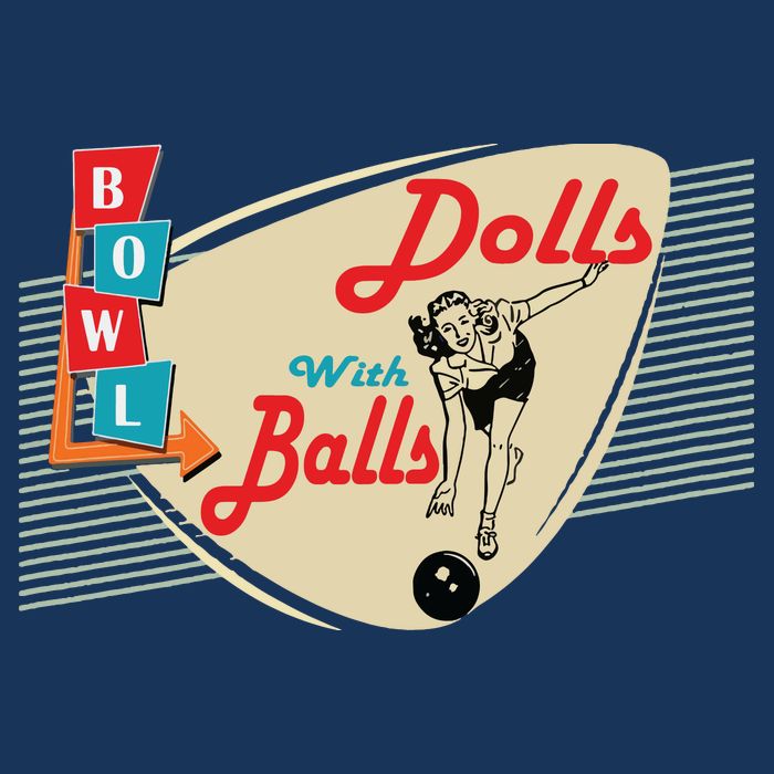 Womens Dolls With Balls Vintage Retro Matching Bowling Team Flatbill Hat