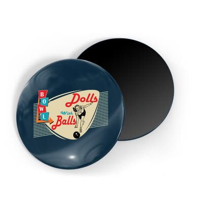 Womens Dolls With Balls Vintage Retro Matching Bowling Team Magnet