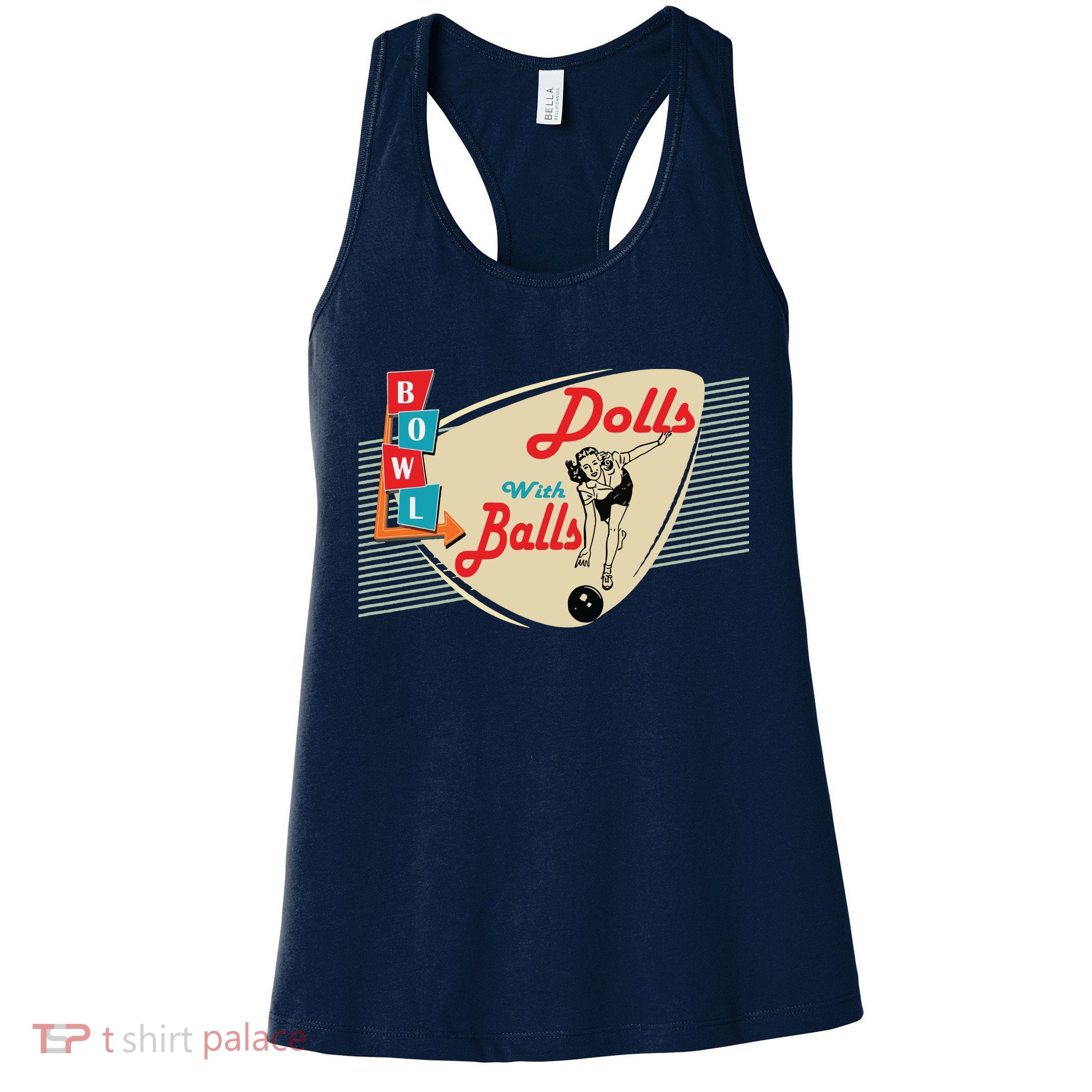Womens Dolls With Balls Vintage Retro Matching Bowling Team Womens Tank Top