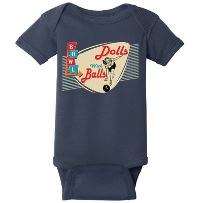 Womens Dolls With Balls Vintage Retro Matching Bowling Team Baby Bodysuit