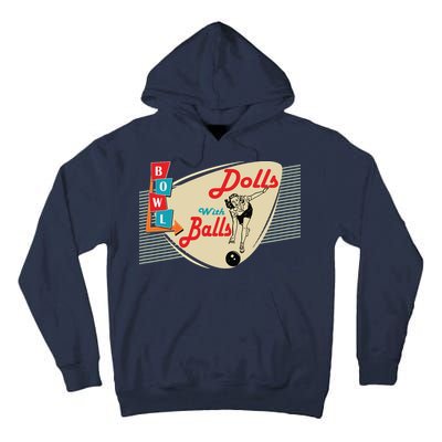 Womens Dolls With Balls Vintage Retro Matching Bowling Team Tall Hoodie