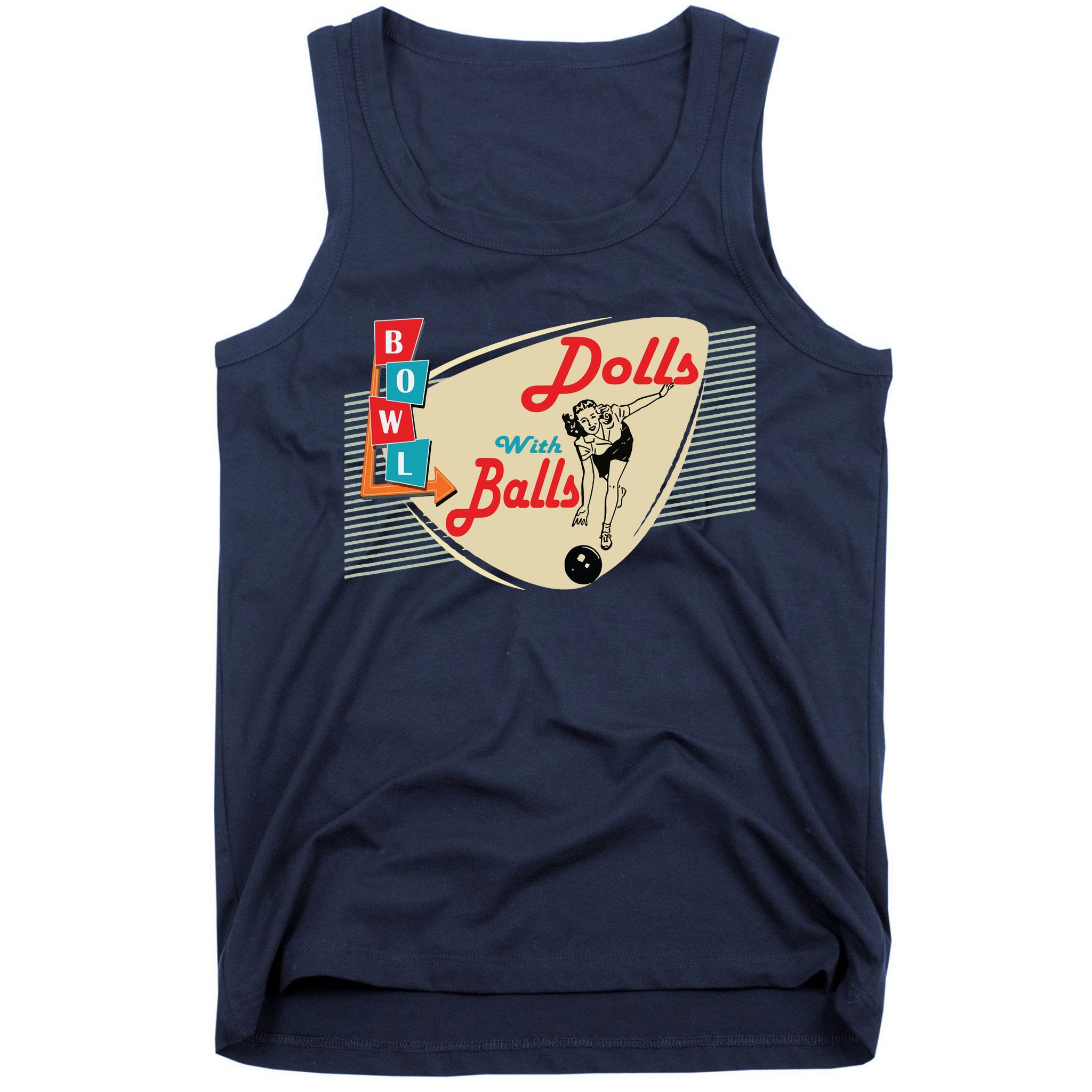 Womens Dolls With Balls Vintage Retro Matching Bowling Team Tank Top