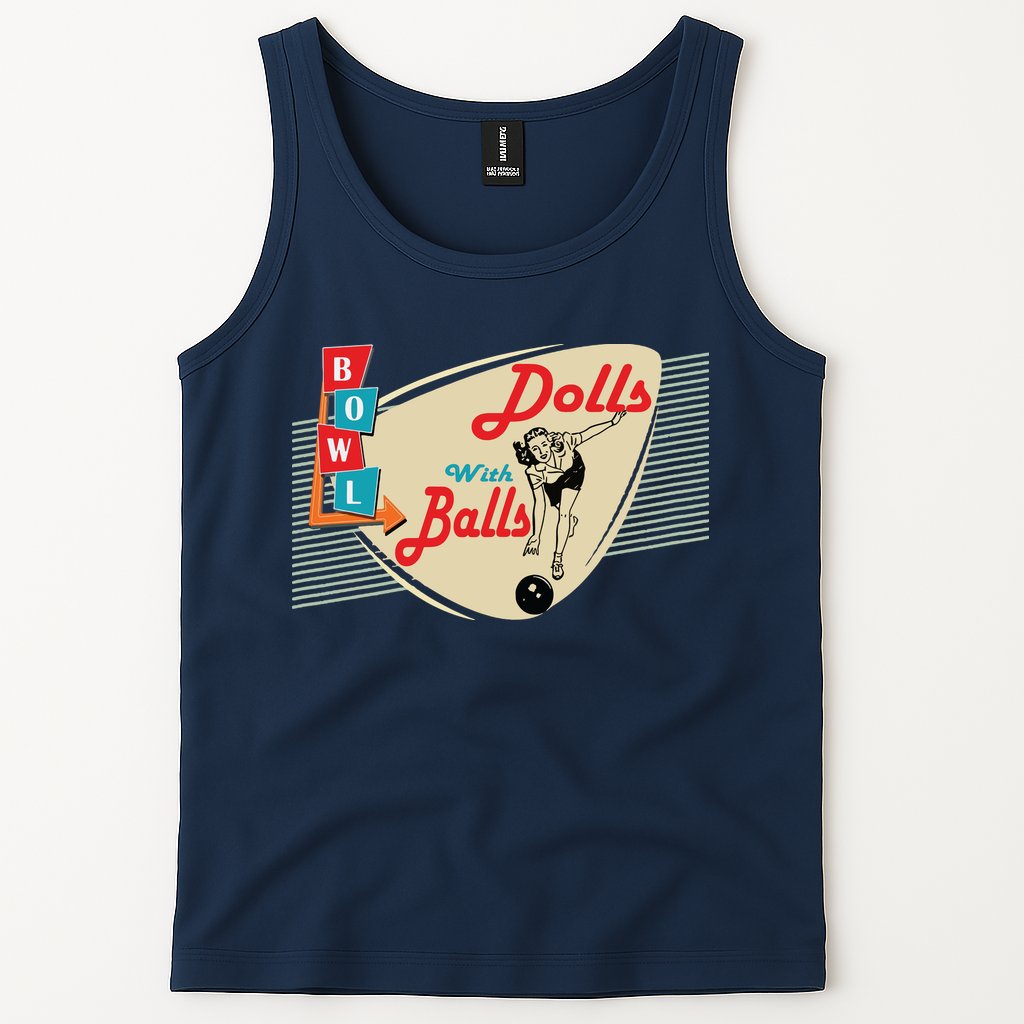 Womens Dolls With Balls Vintage Retro Matching Bowling Team Tank Top