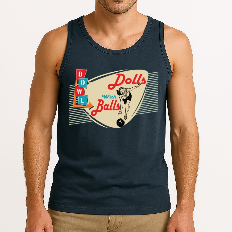 Womens Dolls With Balls Vintage Retro Matching Bowling Team Tank Top