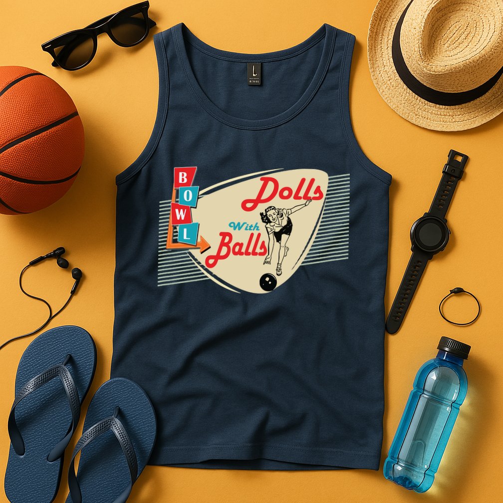 Womens Dolls With Balls Vintage Retro Matching Bowling Team Tank Top
