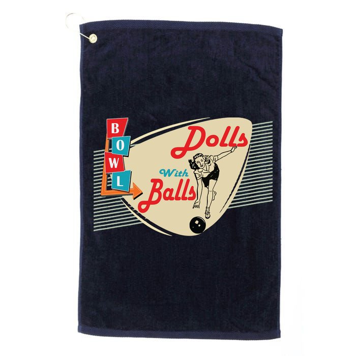 Womens Dolls With Balls Vintage Retro Matching Bowling Team Golf Towel