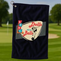 Womens Dolls With Balls Vintage Retro Matching Bowling Team Golf Towel